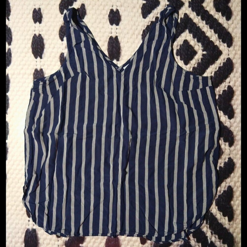 Old Navy Striped Navy Blue Tank Top